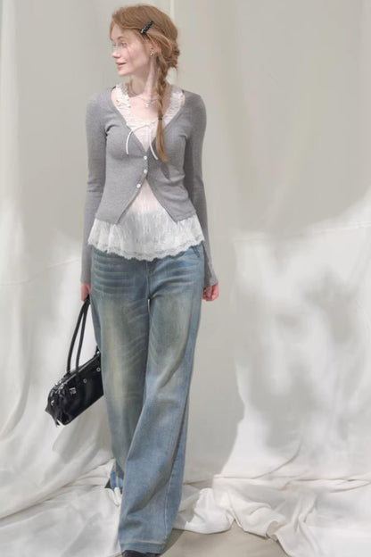 Flower Melody Lace Knit Cardigan