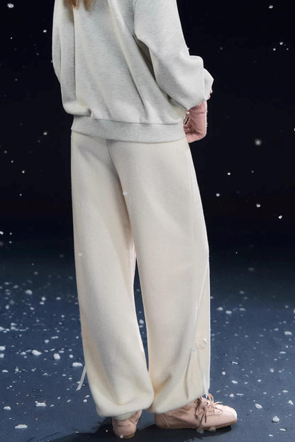 Velvet-Feel Cuffed Lantern Casual Pants