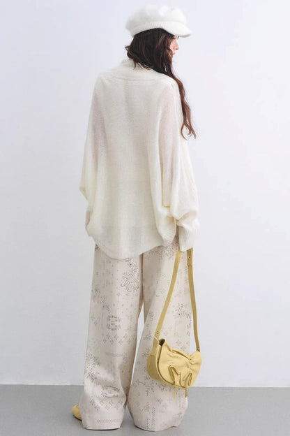 Mohair Purple Cut-Out Cardigan Set-Up