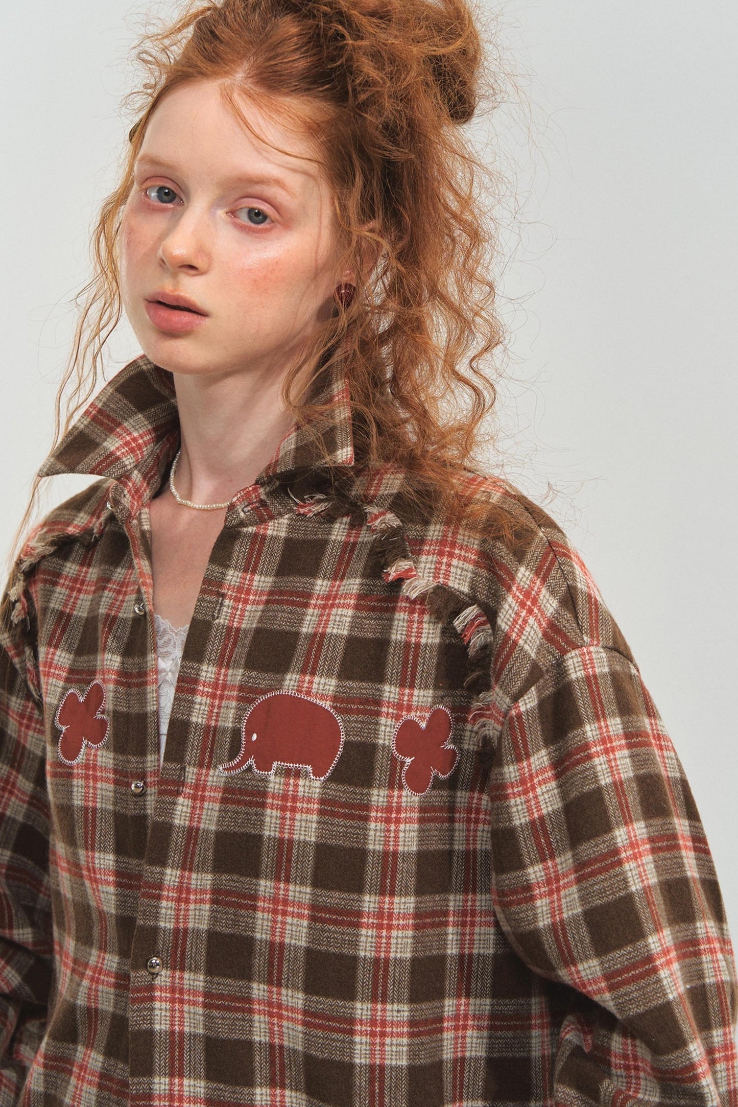 Plaid Collar Sweater Set-Up