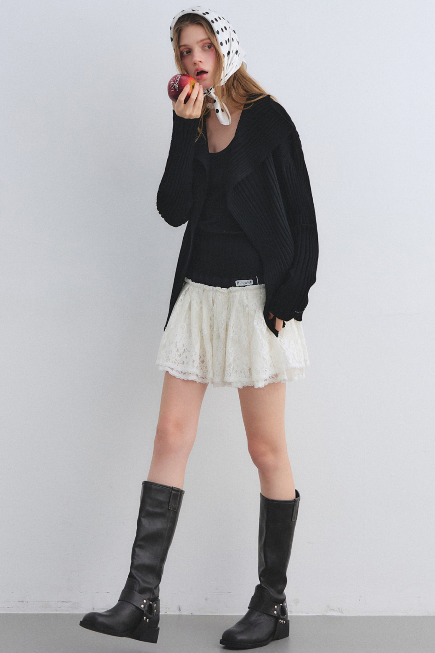 Wool Blend Cardigan Base Top Set