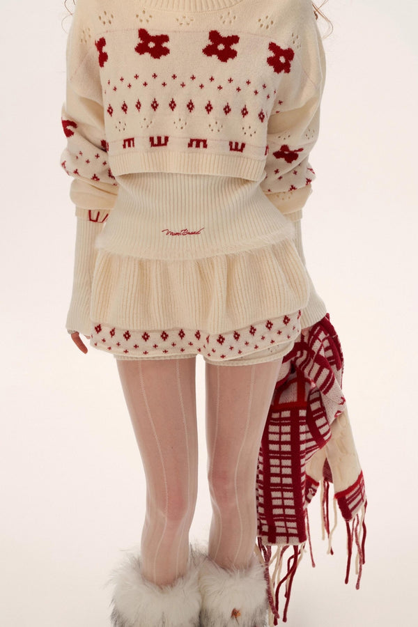 Star Jacquard Sweater Top Set-Up