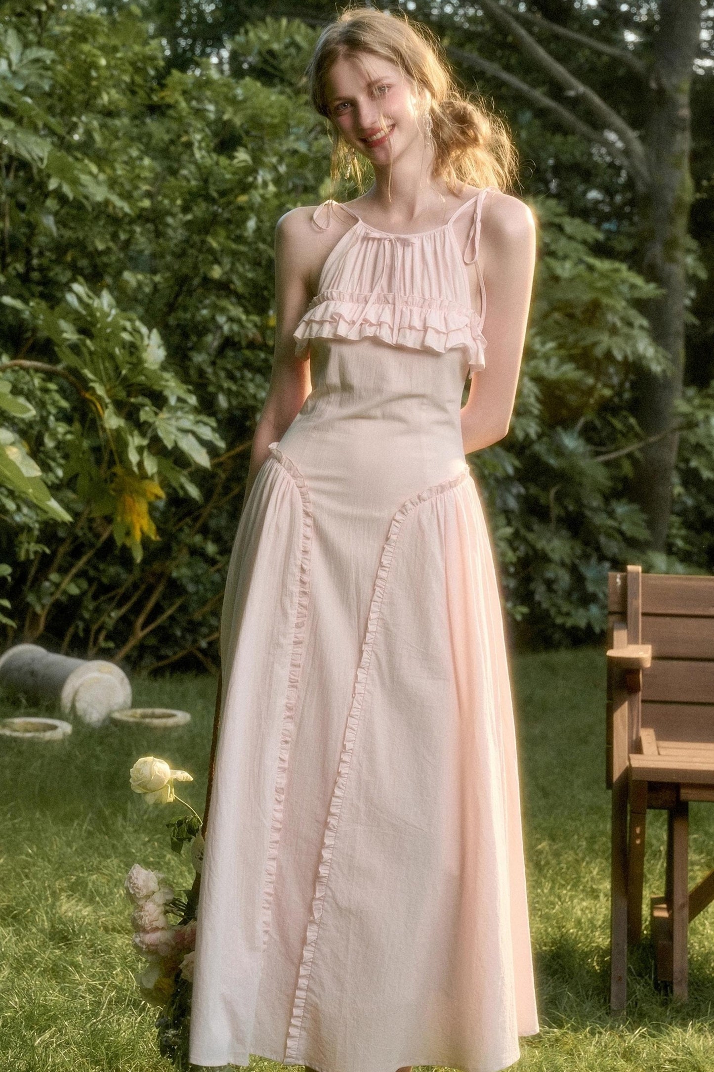 Rose Sea Halterneck Long Skirt