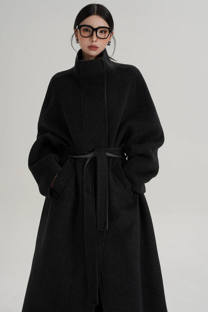 Casual Double-Sided High Neck Wool Coat
