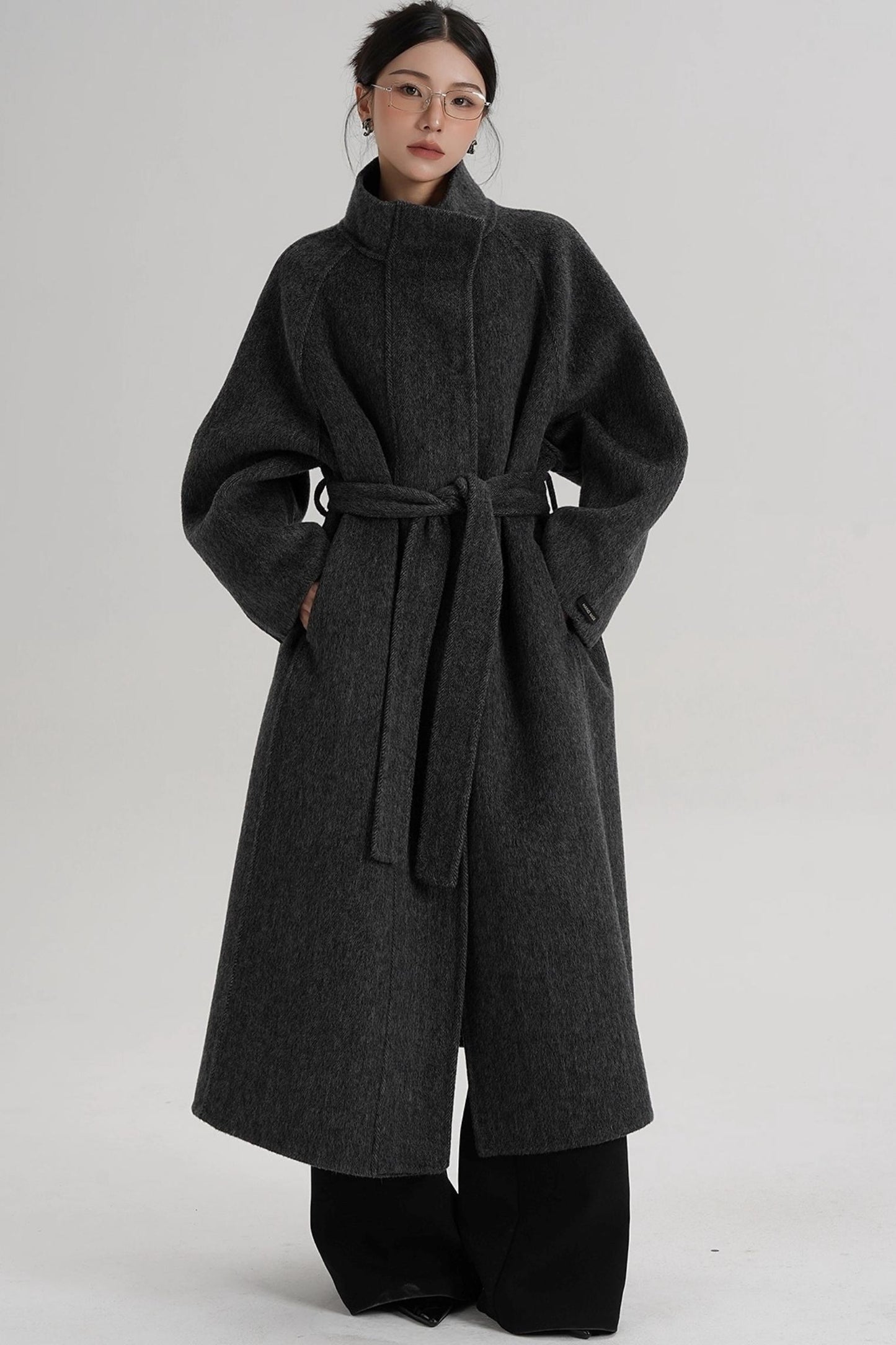 Curved Wool Coat