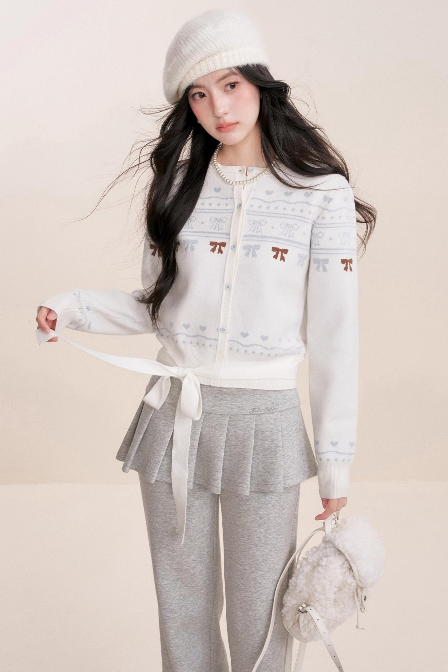 Pure Hand-Painted Jacquard Crew Neck Sweater