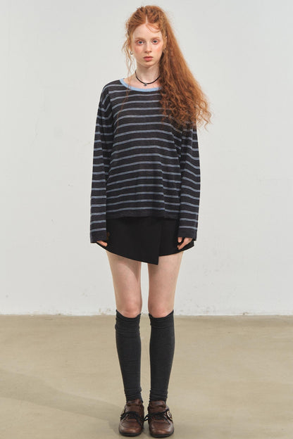 Vintage Striped Gray Knit Top