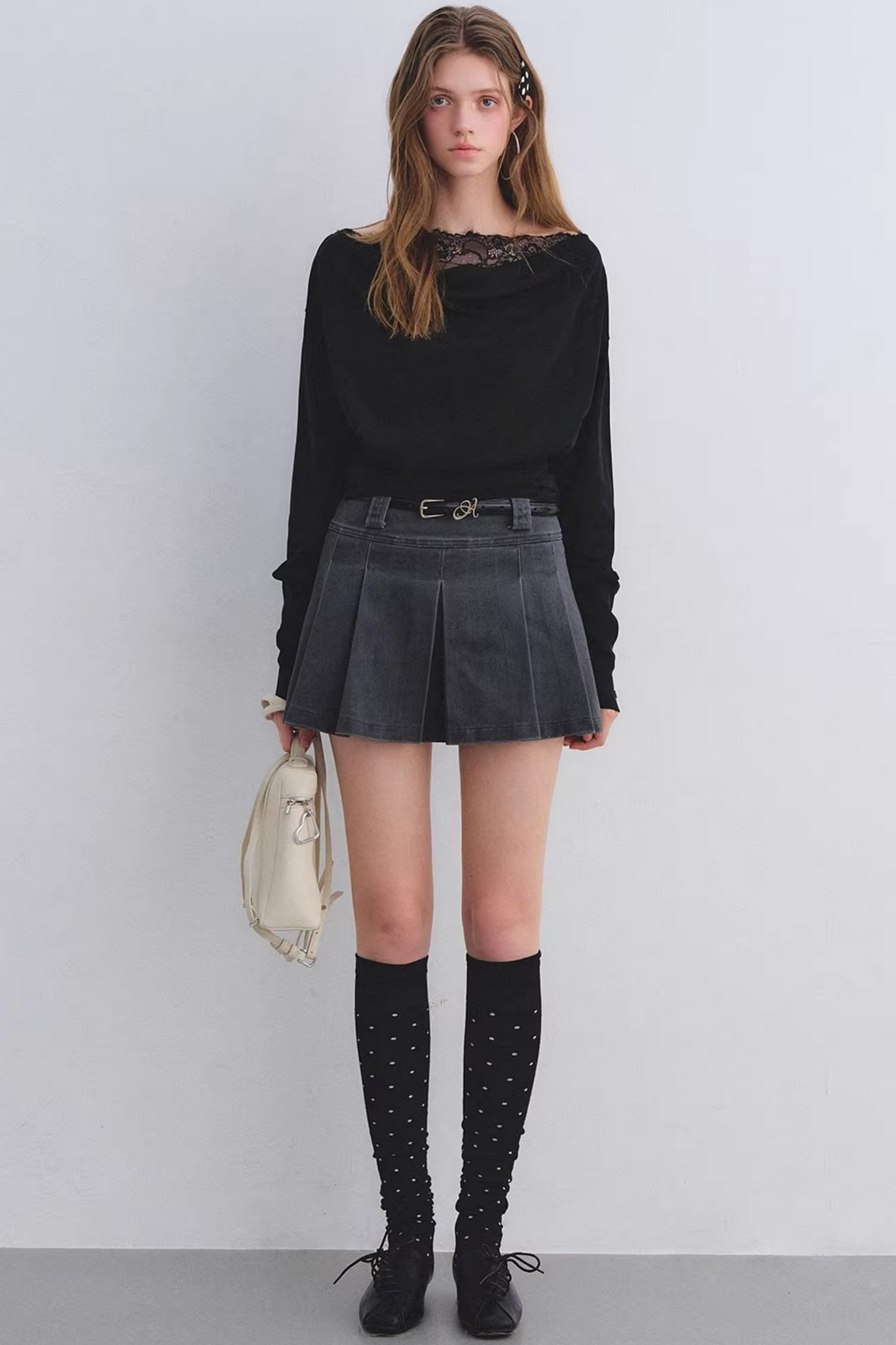 Retro Washed Denim Skirt