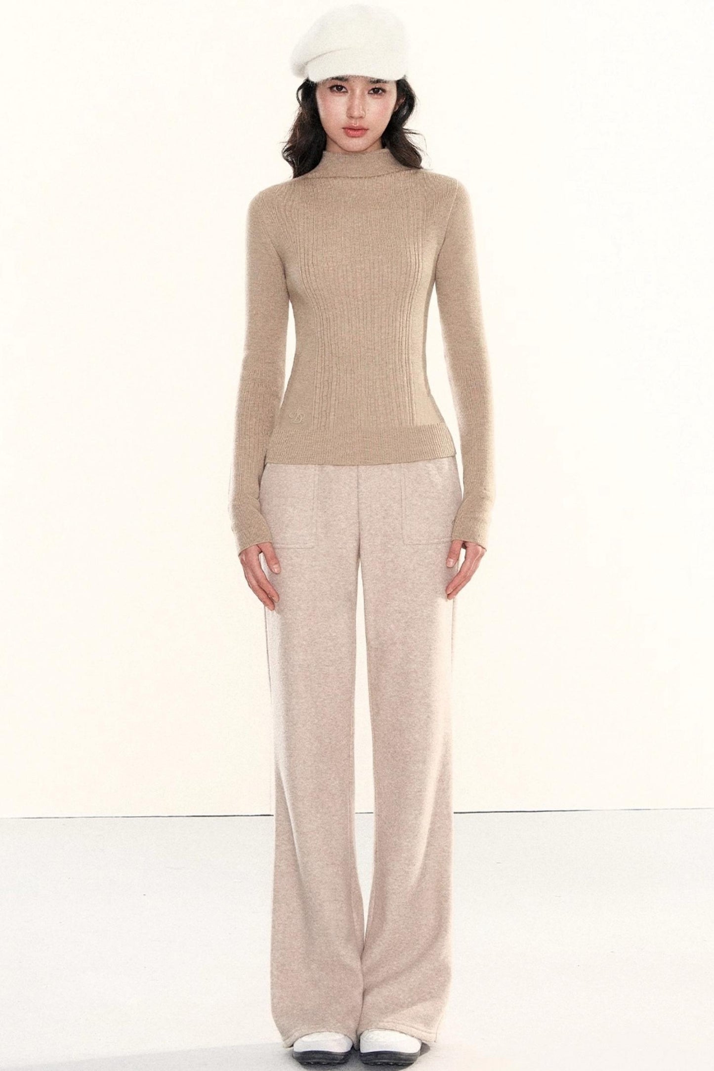 Ribbed Waist-Cinching Knit Sweater