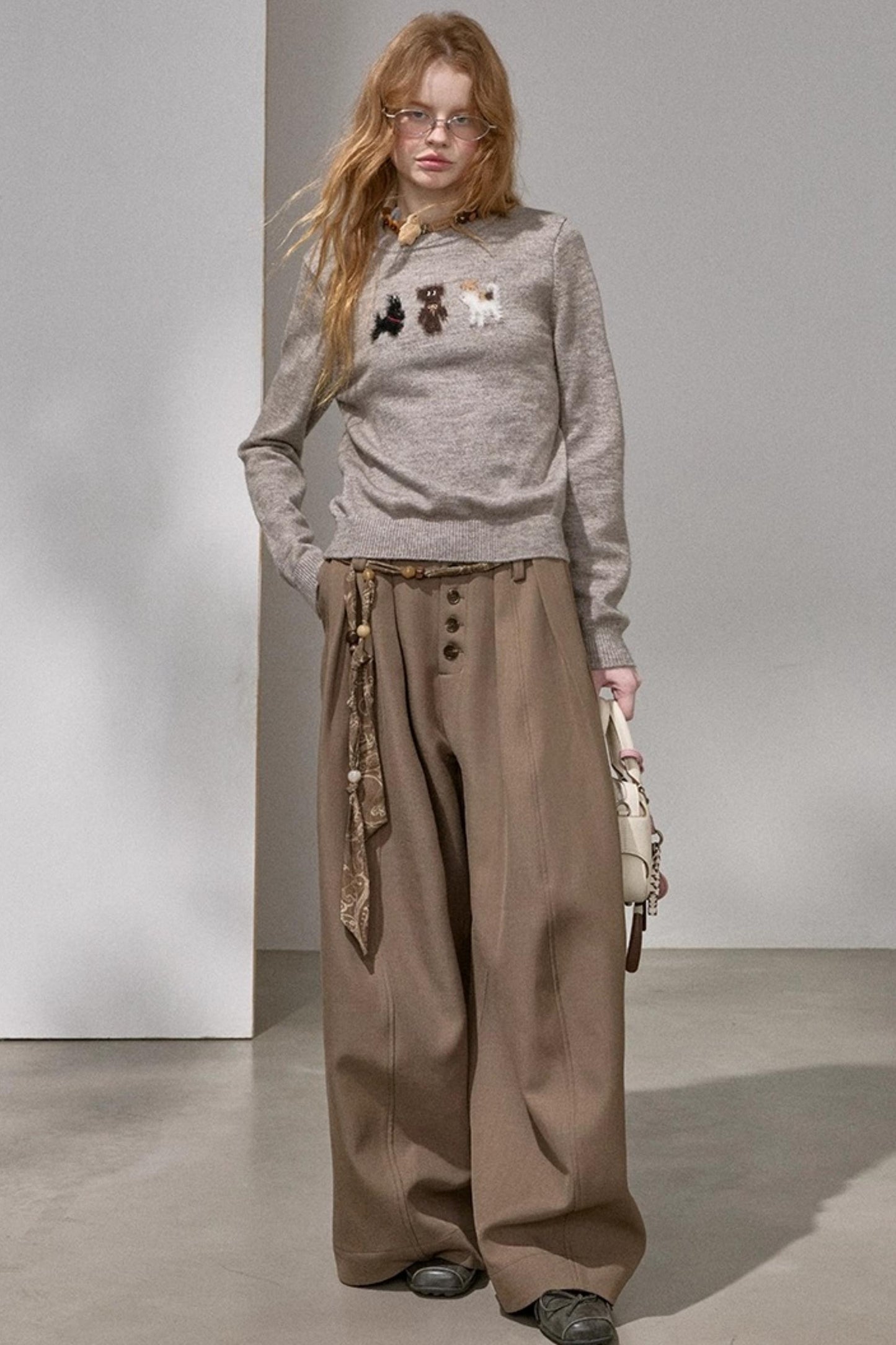 Button Pleated Winter Pants