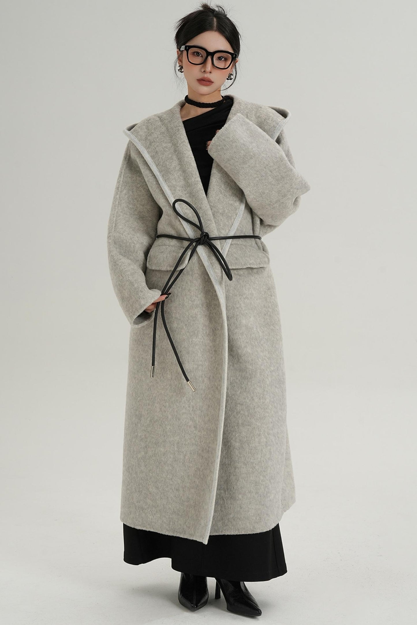 Lace-Up Wool Minimal Coat