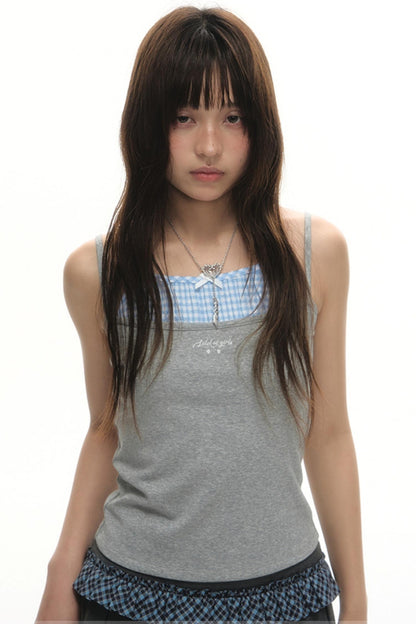 Faux Two-Strap Bow Tie Top