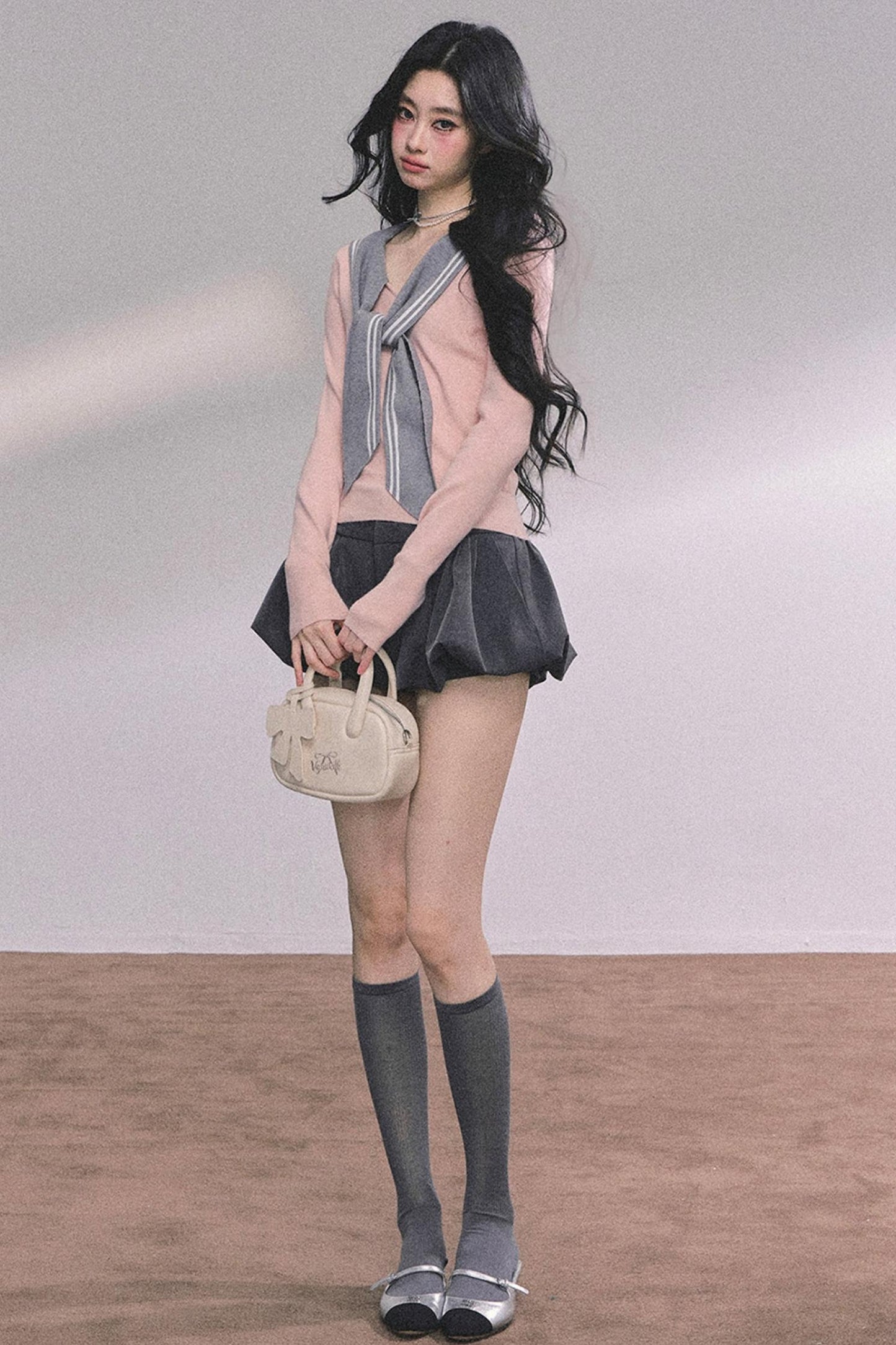 Slimming Navy Knitted Top