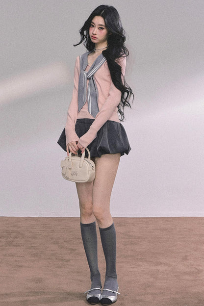 Slimming Navy Knitted Top