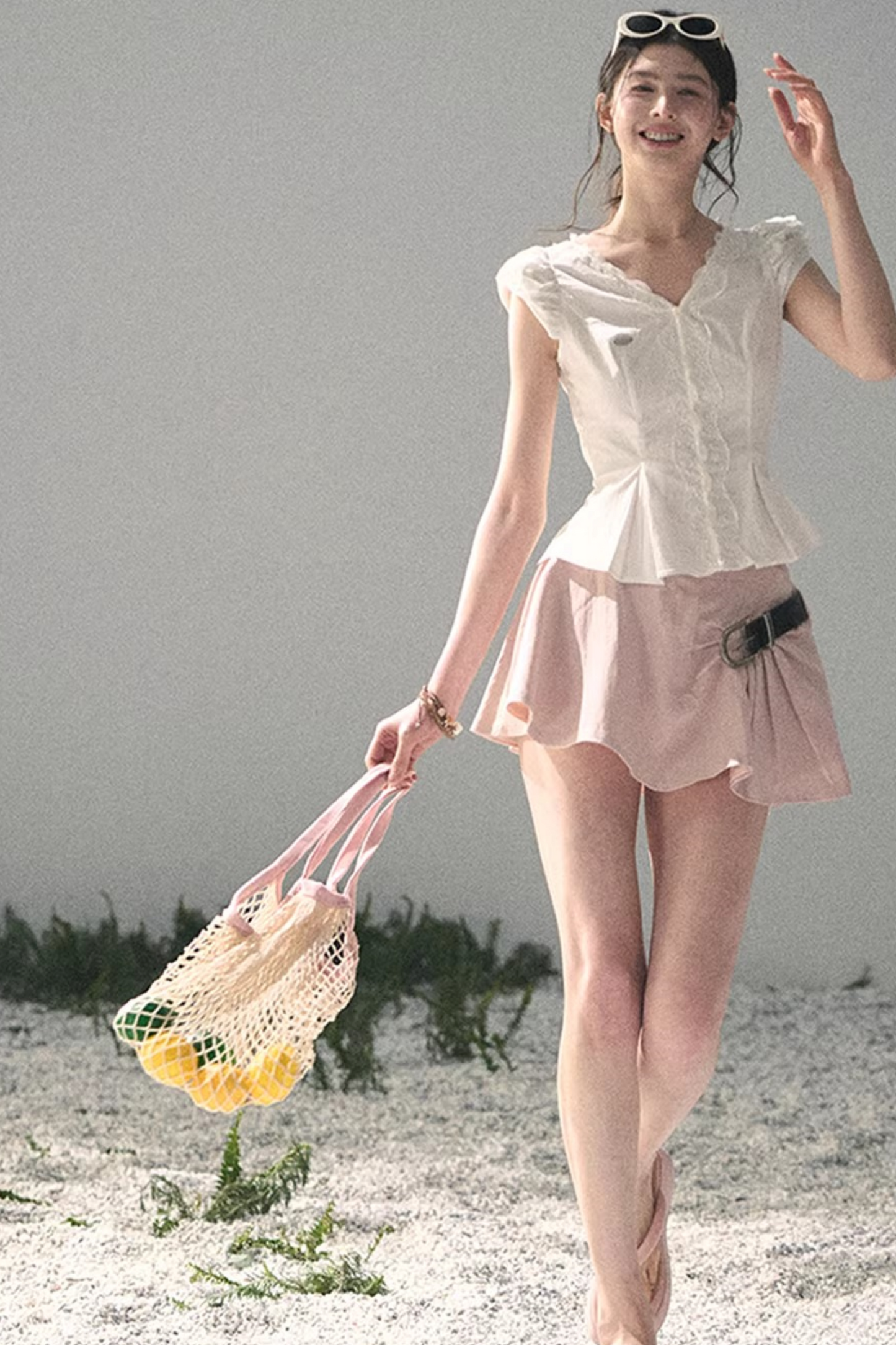 French V-Neck Lace Blouse