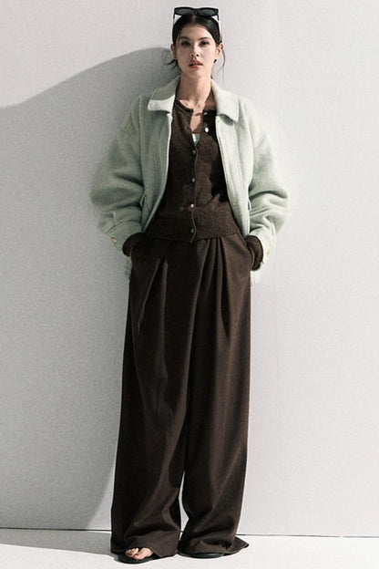 Vintage Crewneck Wool Knit Cardigan