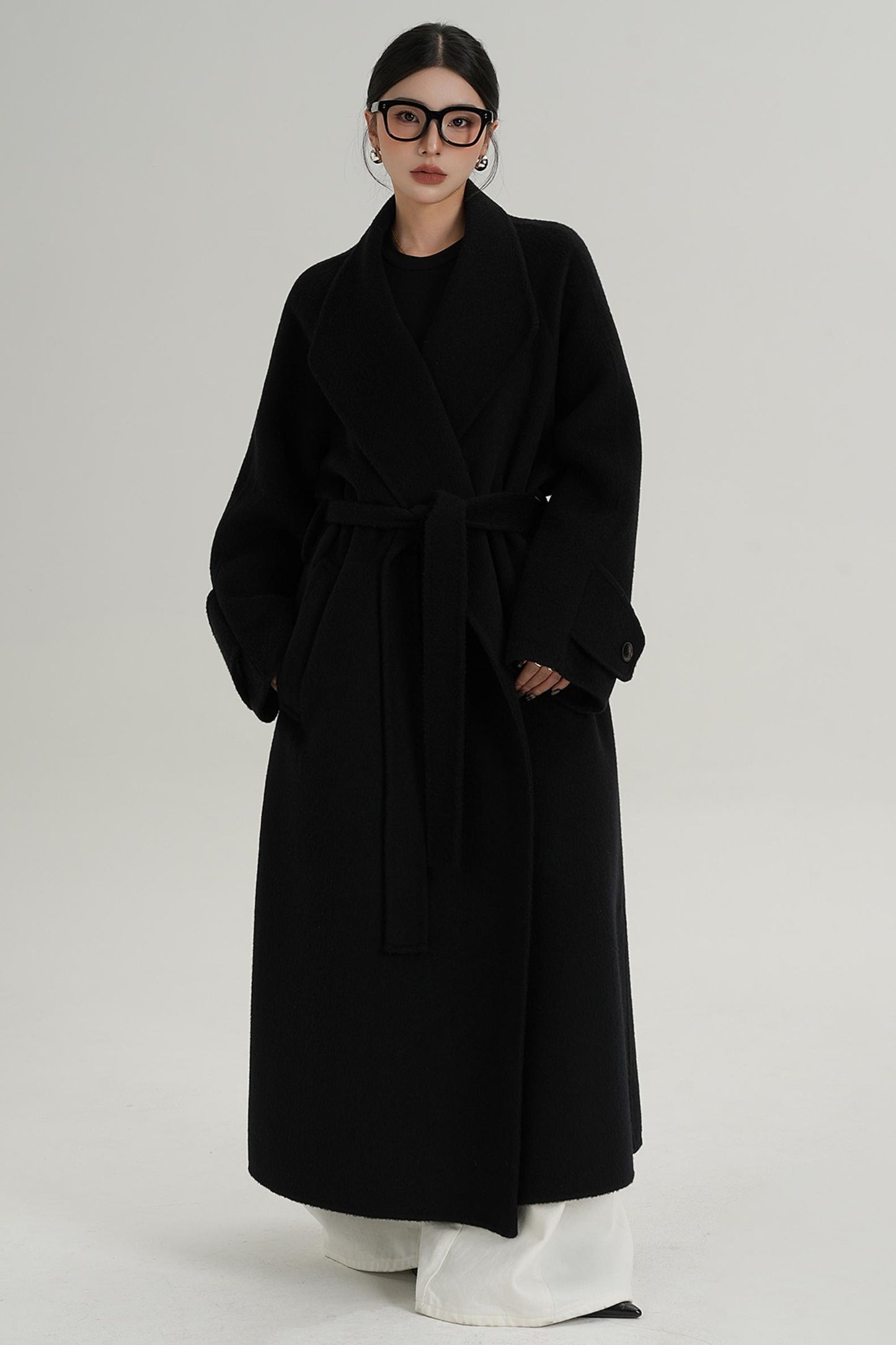 High-End Long Lapel Wool Reversible Coat