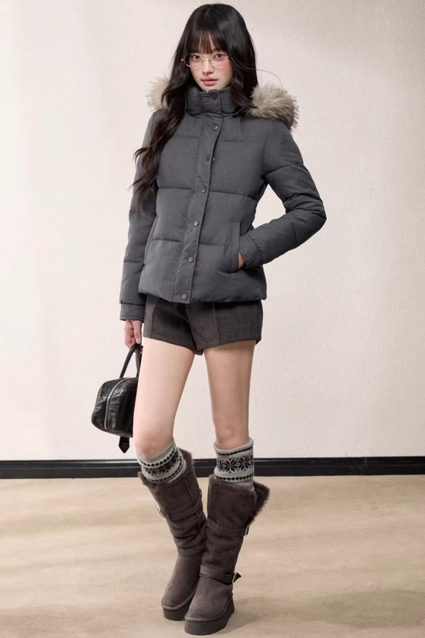 Stand-Up Fur Collar Down Jacket