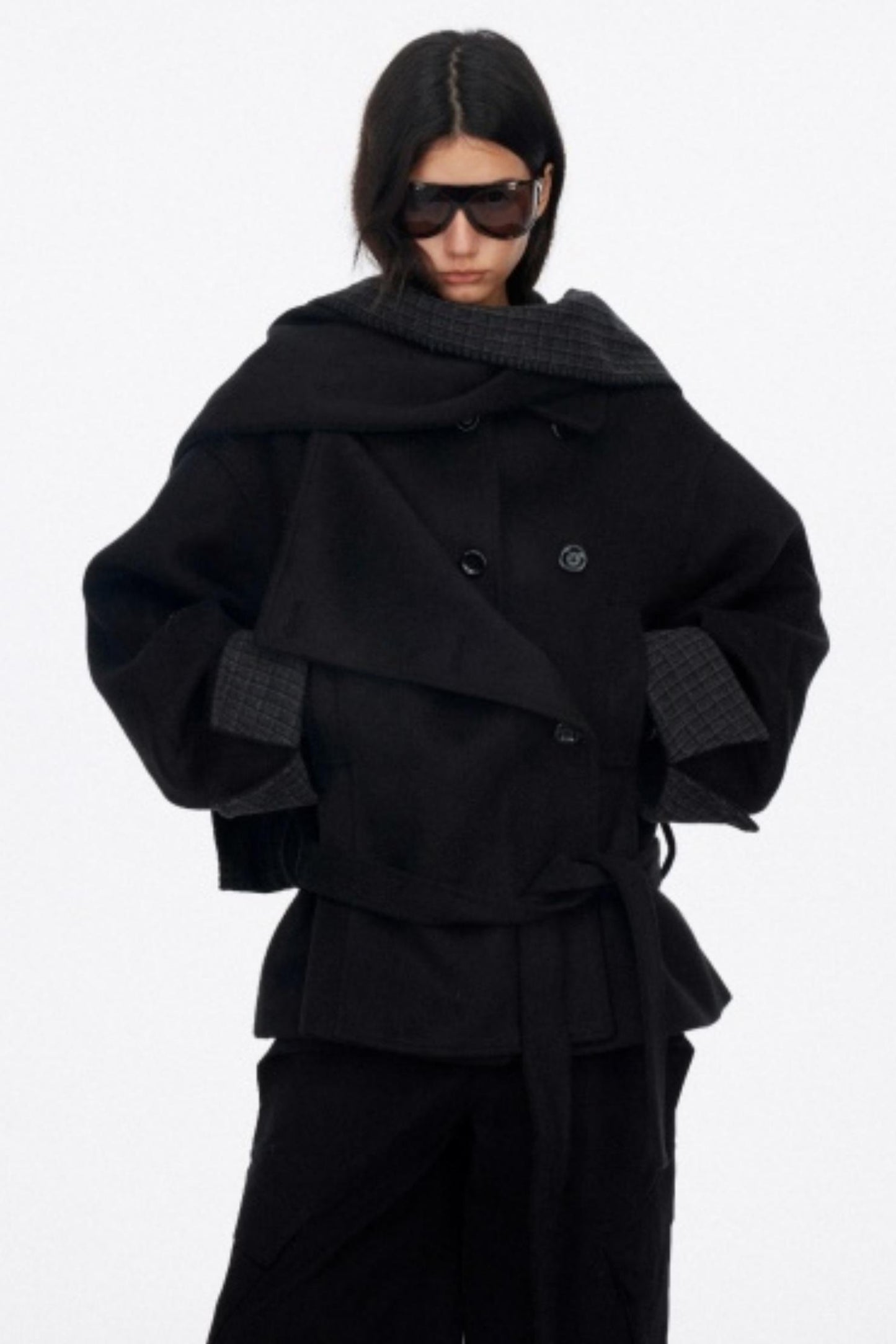 Asymmetrical Wool Coat Skirt Set-Up