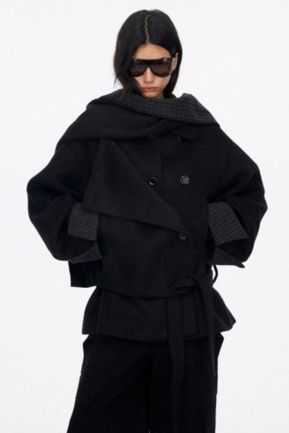 Asymmetrical Wool Coat Skirt Set-Up