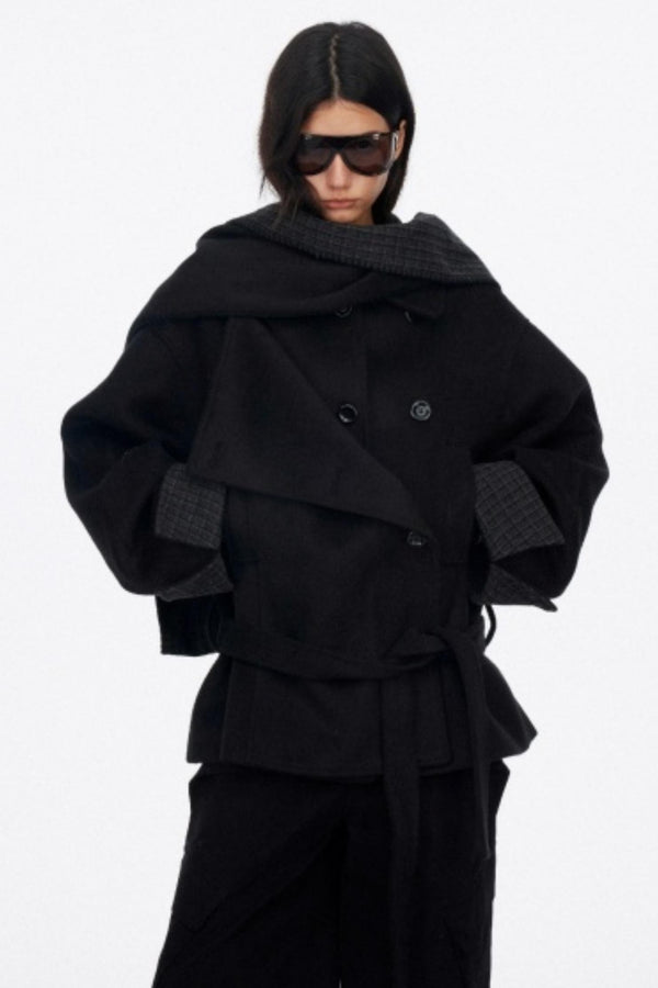 Asymmetrical Wool Coat Skirt Set-Up