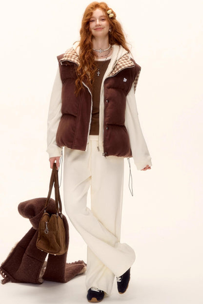 Reversible Plaid Lace Vest Jacket