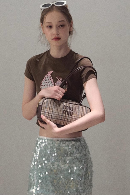 Dual-Color Sequin A-Line Mini Skirt