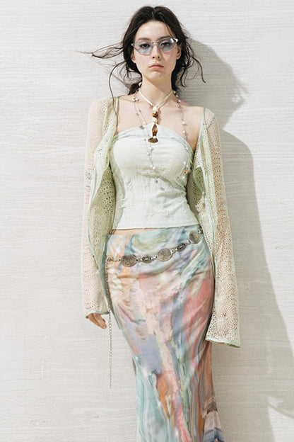 Lace Metallic Cardigan Set