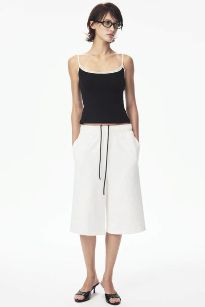 Canotta in pizzo con color-blocking