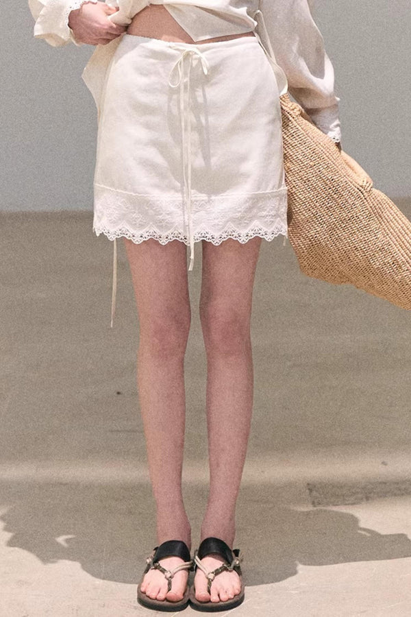 Lyocell Embroidered Draped Skirt Set-Up