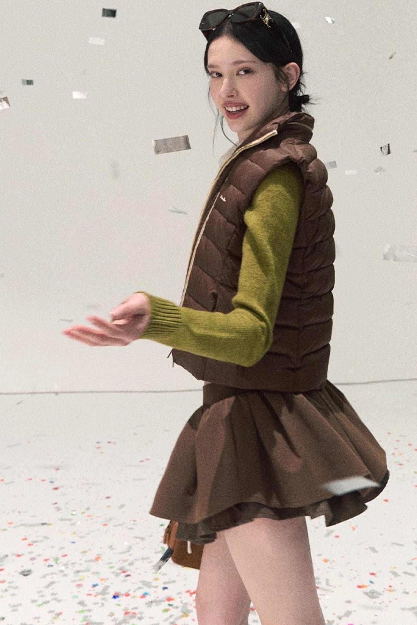 Plaid Color-Blocked A-Line Skirt