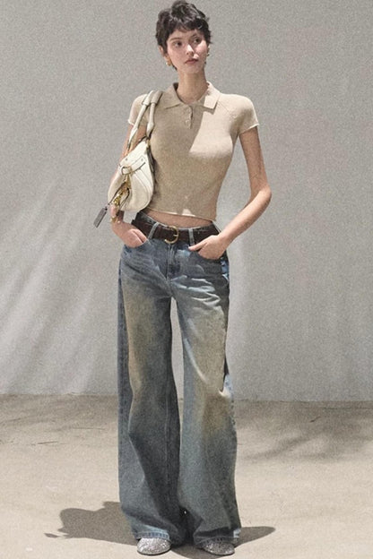 Vintage Hand-Painted Jeans Set