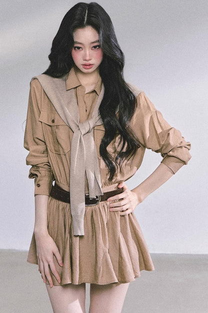 Plaid Two-Piece Winter Dress Set-Up