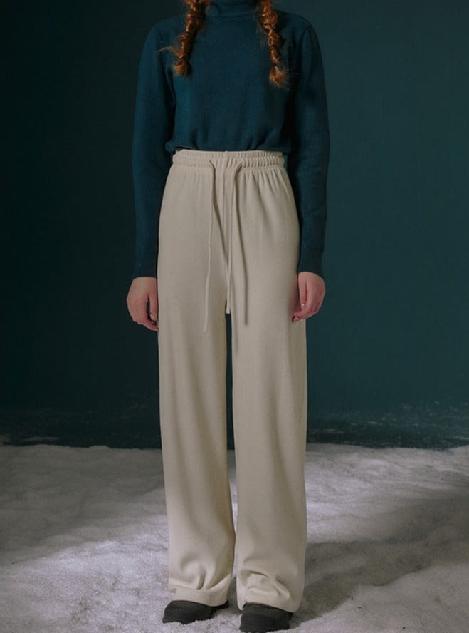 High Waist Slim Wide-leg Straight Pants