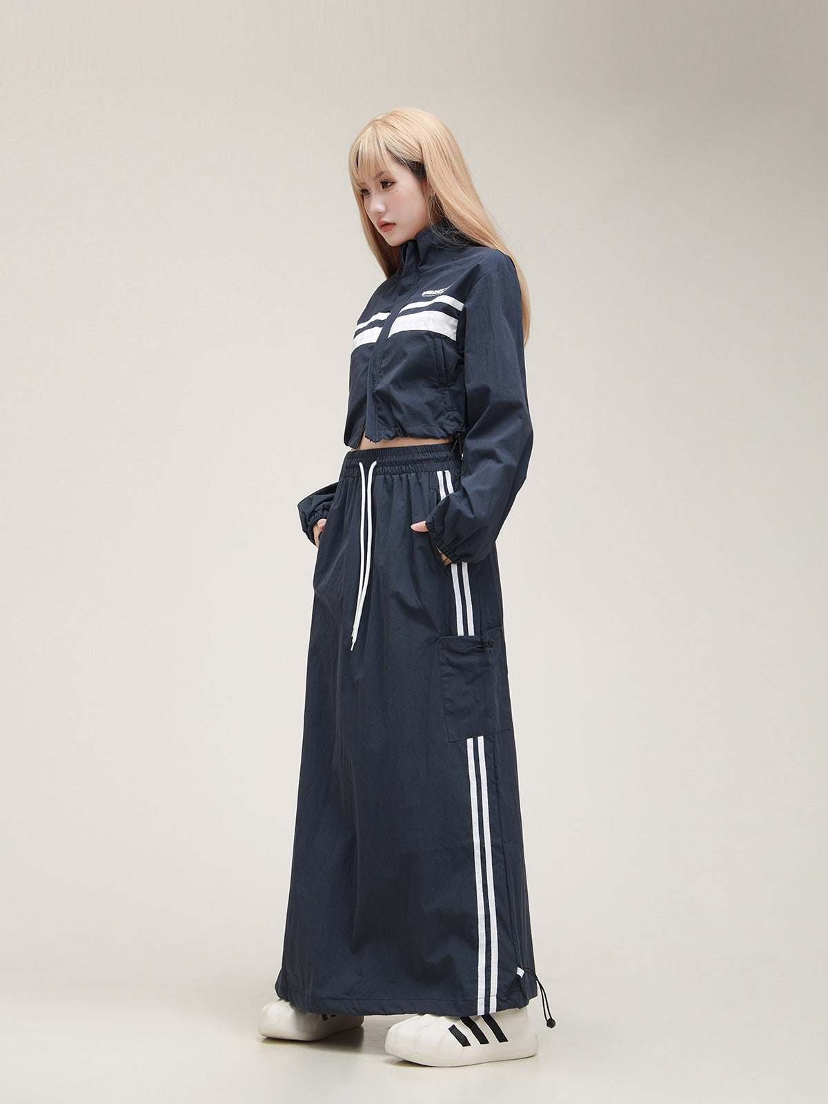 American Sportswear Crop Jacket Skirt Set-up