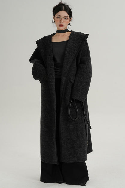 Lace-Up Wool Minimal Coat