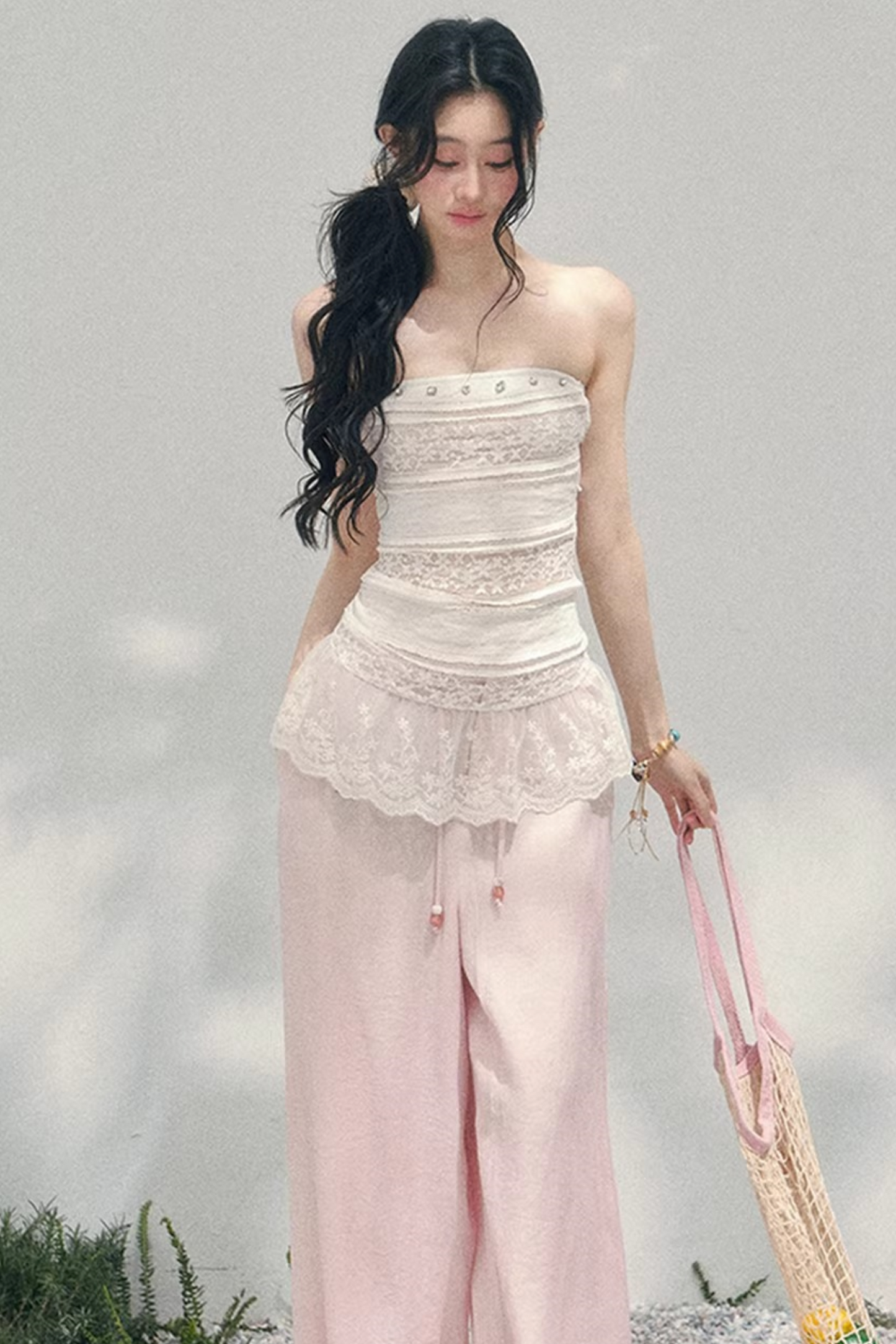 Hazy Muse Lace Tube Top