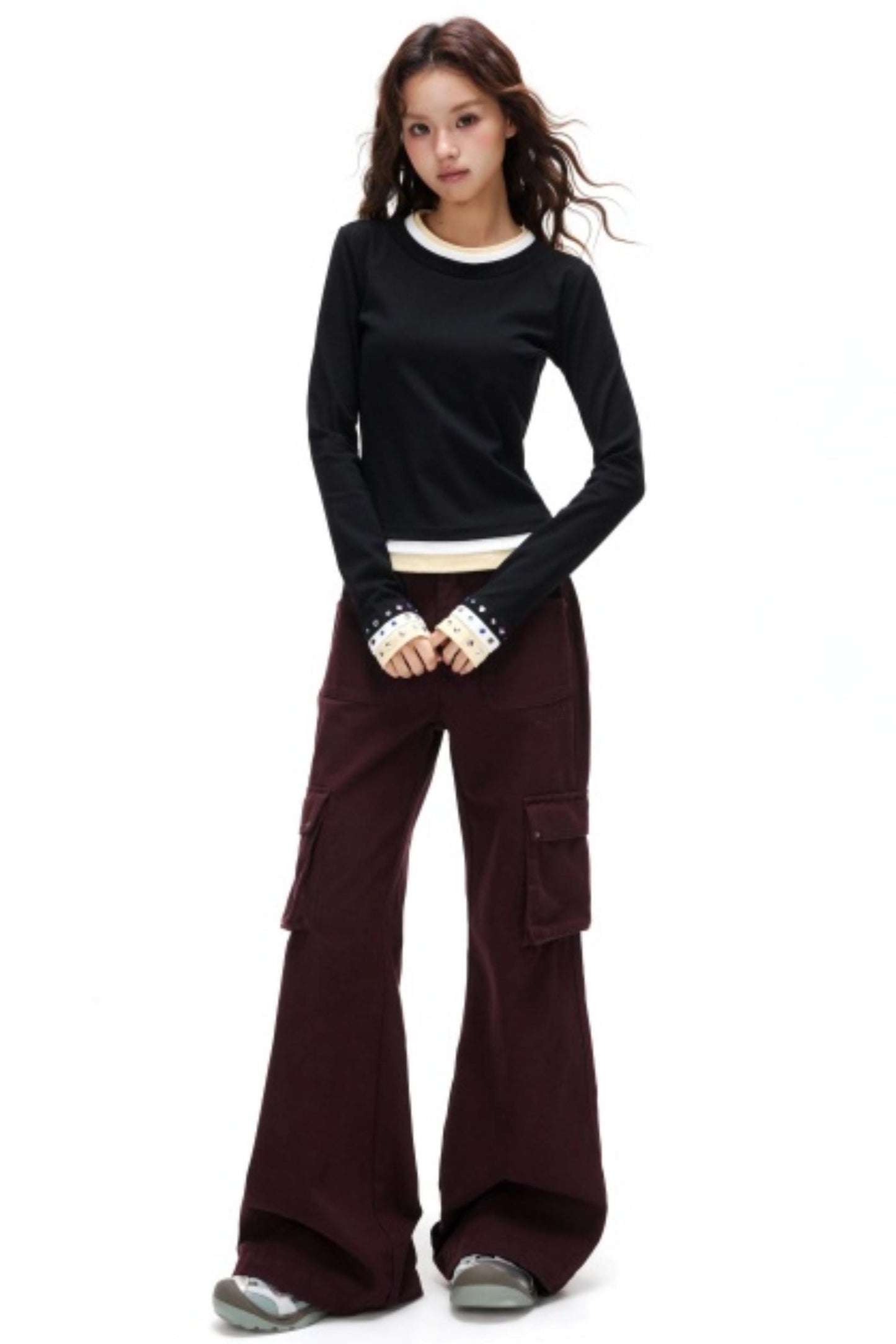 Retro Embroidered Rivet Pants