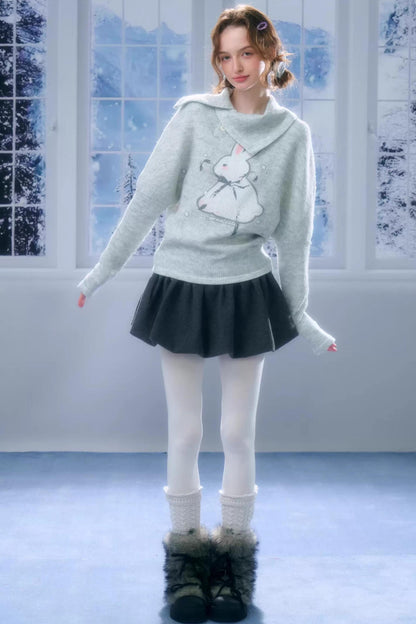 Rabbit Print Knitted Top