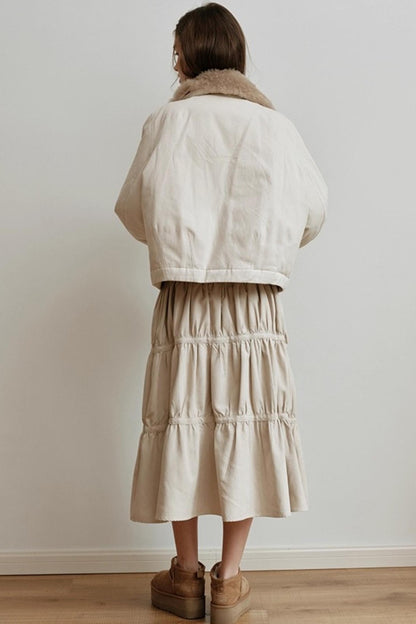 Sunset Suede Spliced Belt Umbrella Skirt