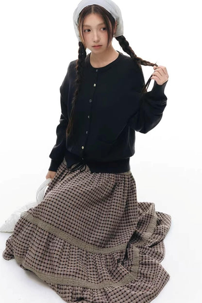 Elastic Knit Button Cardigan