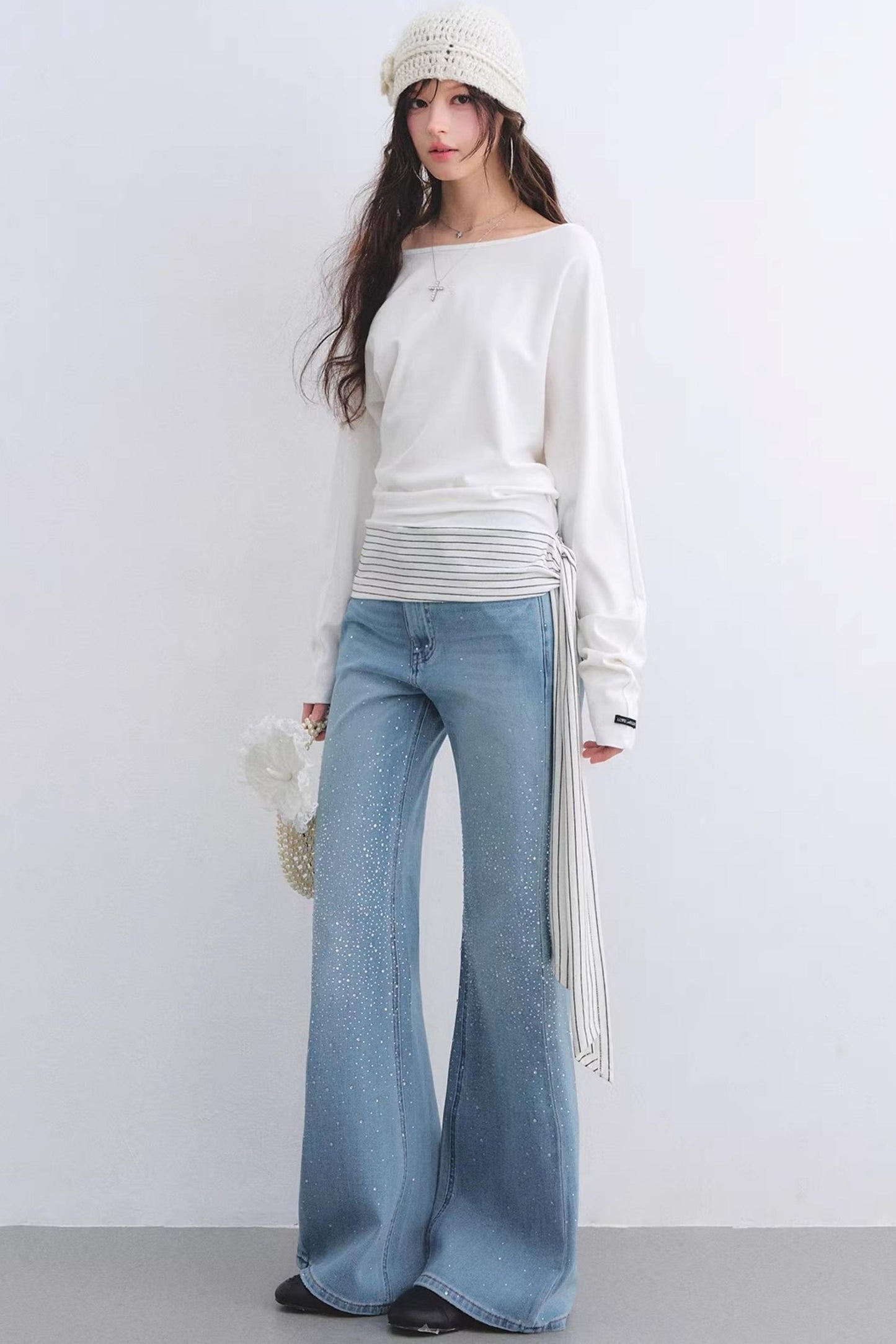 Asymmetrical Striped Tie Top