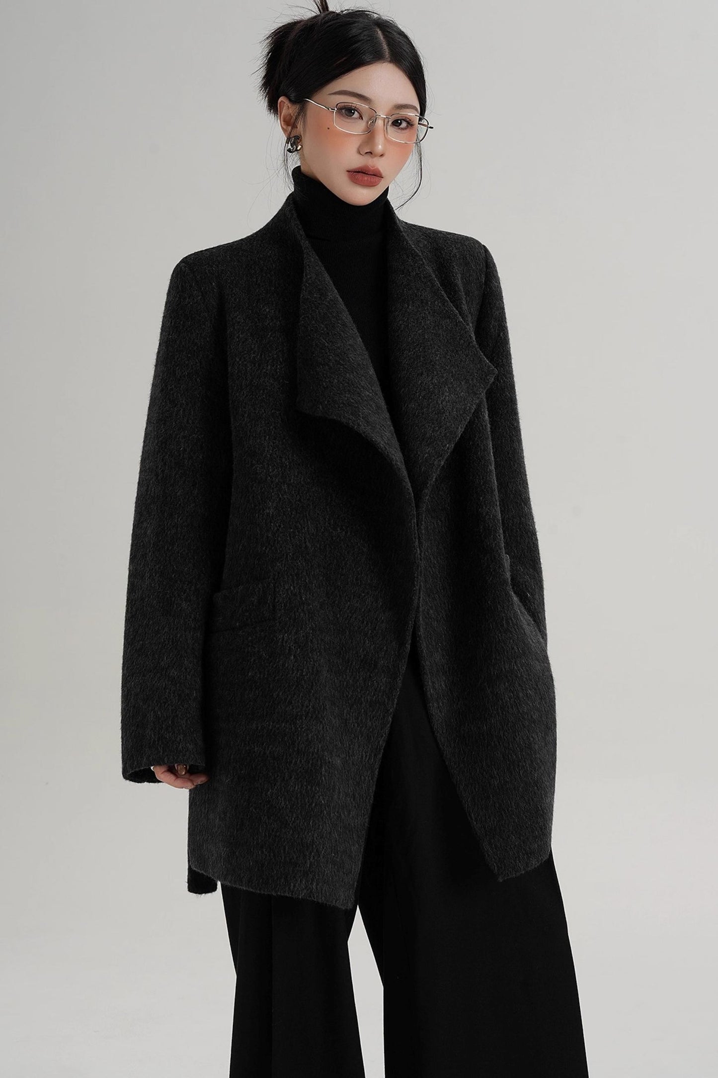 Charcoal Black Wool Coat
