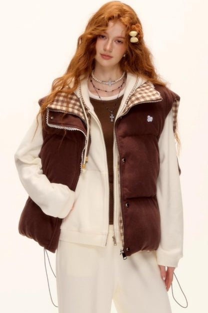 Reversible Plaid Lace Vest