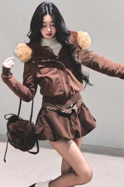 Hooded Faux Fur Winter Coat