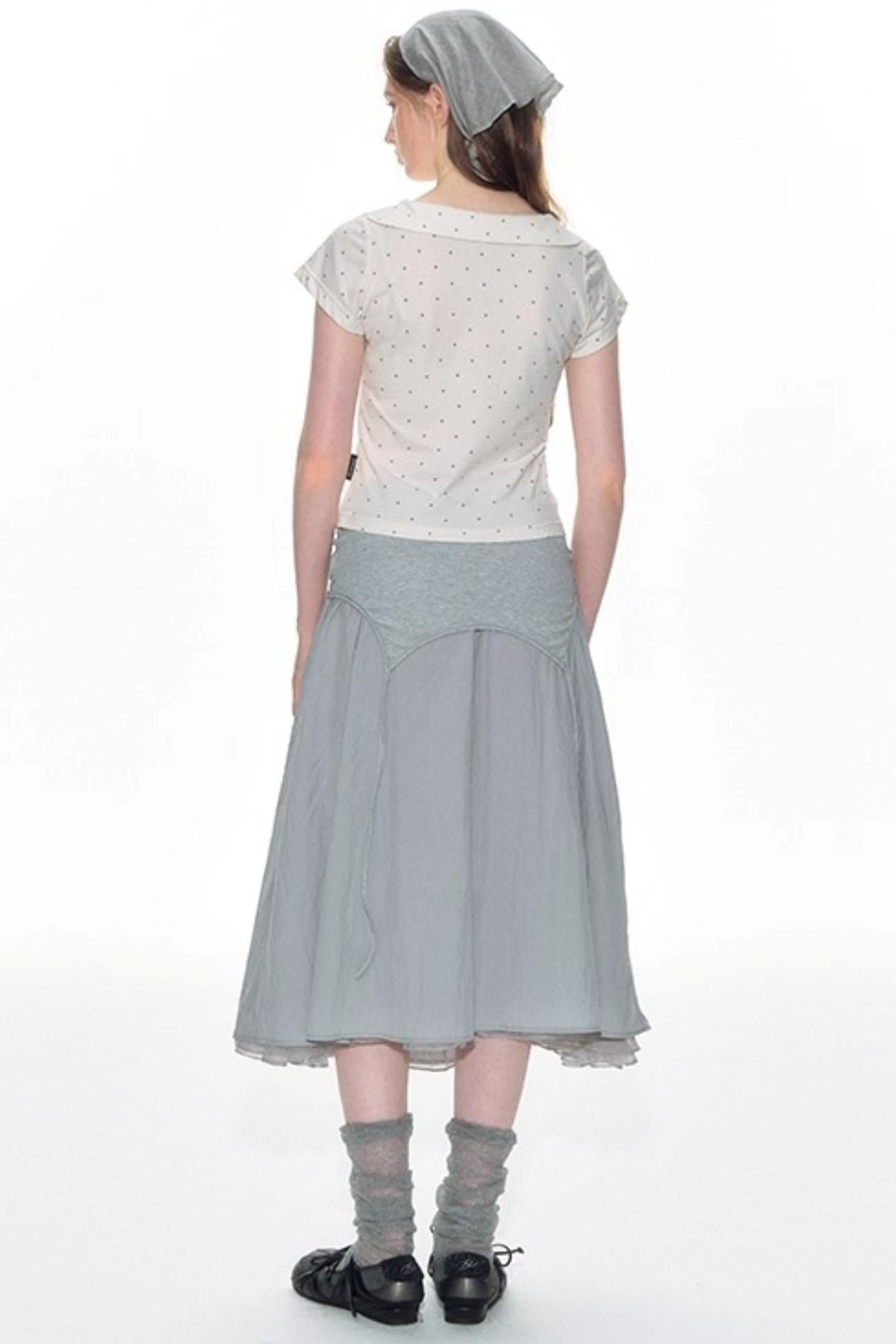 Summer Polka Dot Doll Neck Tee