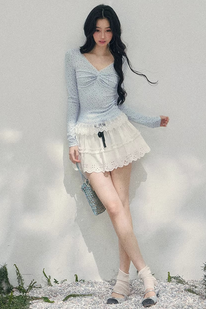 Spring White Half-Skirt