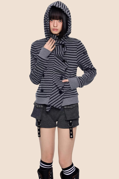 Gestreifter Dekonstruierter Kapuzenoberteil