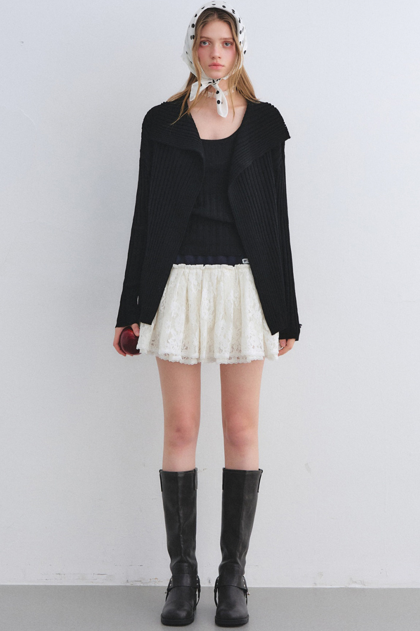 Wool Blend Cardigan Base Top Set