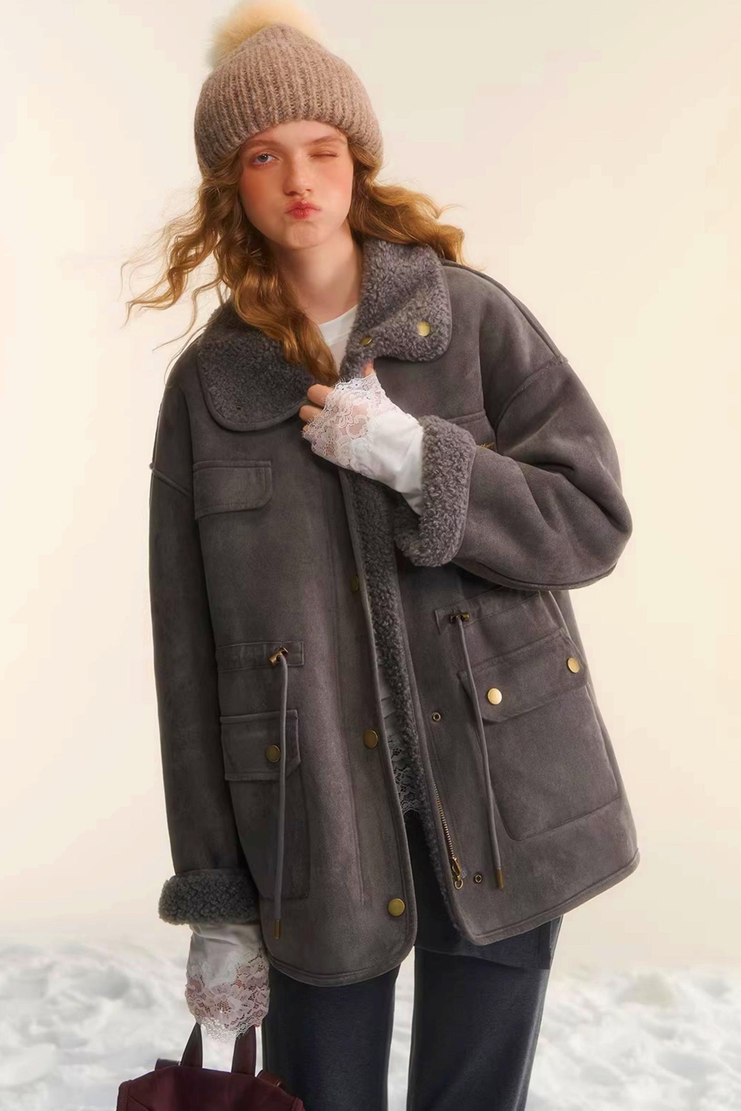 Reversible Lamb Wool Biker Jacket